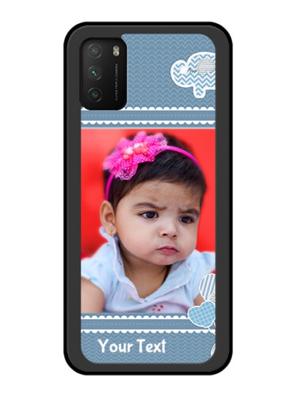 Custom Poco M3 Photo Printing on Glass Case  - with Kids Pattern Design