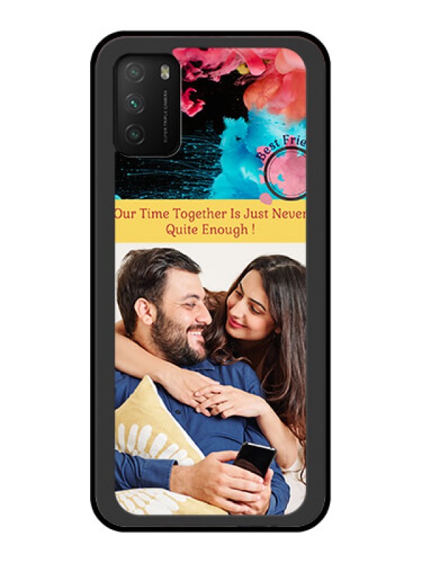 Custom Poco M3 Custom Glass Mobile Case  - Quote with Acrylic Painting Design