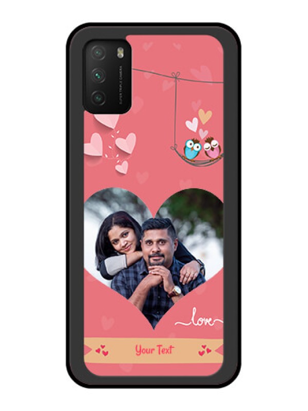 Custom Poco M3 Personalized Glass Phone Case  - Peach Color Love Design 