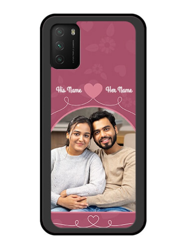 Custom Poco M3 Photo Printing on Glass Case  - Love Floral Design