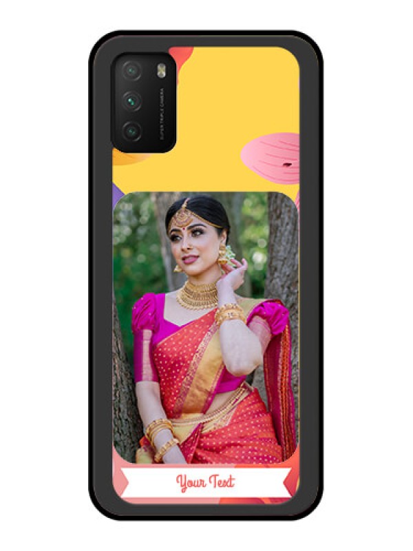 Custom Poco M3 Custom Glass Mobile Case  - 3 Image With Vintage Floral Design