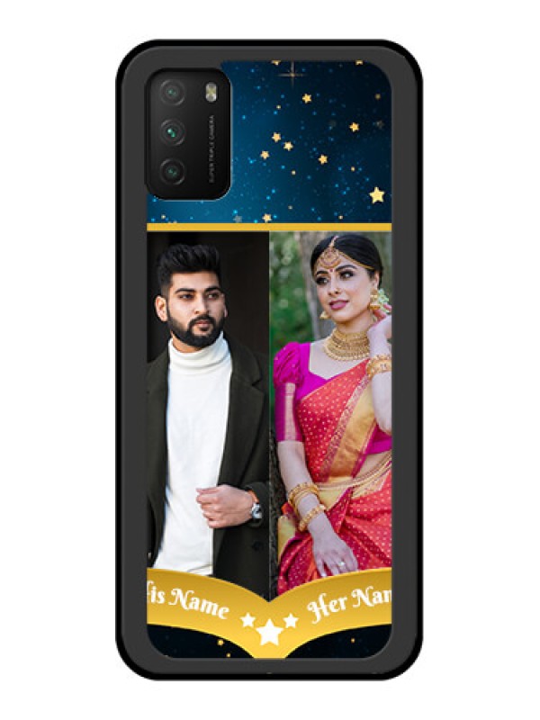 Custom Poco M3 Custom Glass Phone Case  - Galaxy Stars Backdrop Design
