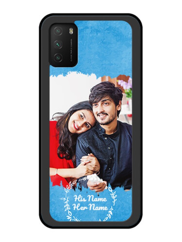 Custom Poco M3 Custom Glass Phone Case - Blue Color Vintage Design