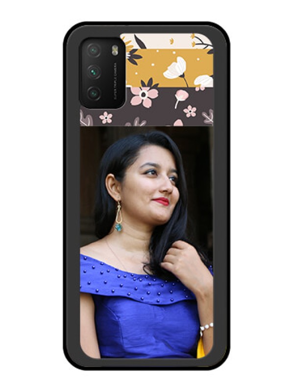Custom Poco M3 Custom Glass Phone Case  - Stylish Floral Design