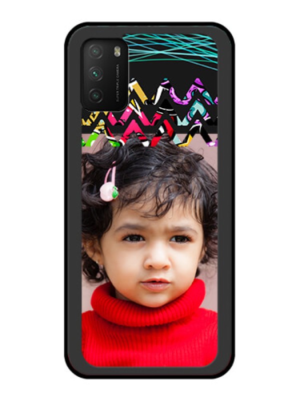 Custom Poco M3 Personalized Glass Phone Case  - Neon Abstract Design