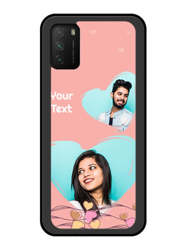 Custom Poco M3 Custom Glass Mobile Case  - Love Doodle Design