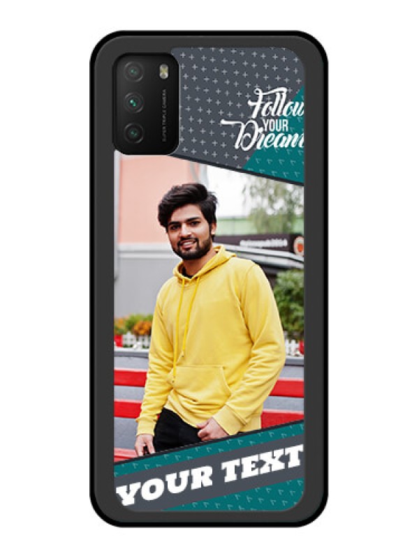 Custom Poco M3 Personalized Glass Phone Case  - Background Pattern Design with Quote