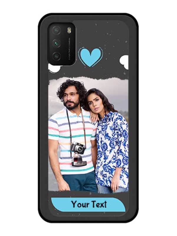 Custom Poco M3 Custom Glass Phone Case  - Splashes with love doodles Design