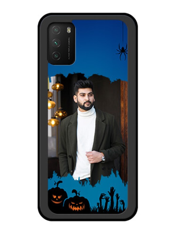Custom Poco M3 Photo Printing on Glass Case  - with pro Halloween design 