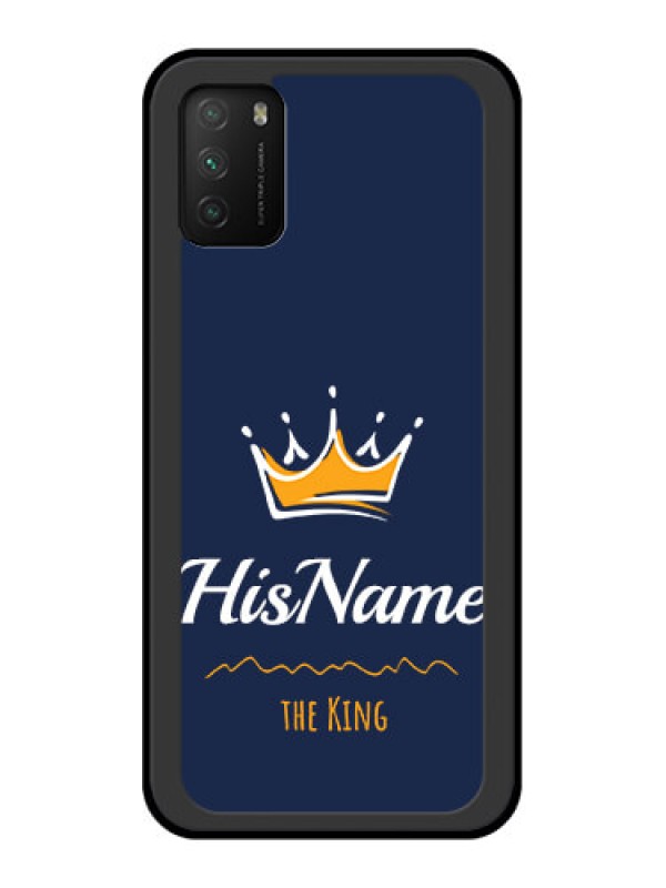 Custom Poco M3 Glass Phone Case King with Name