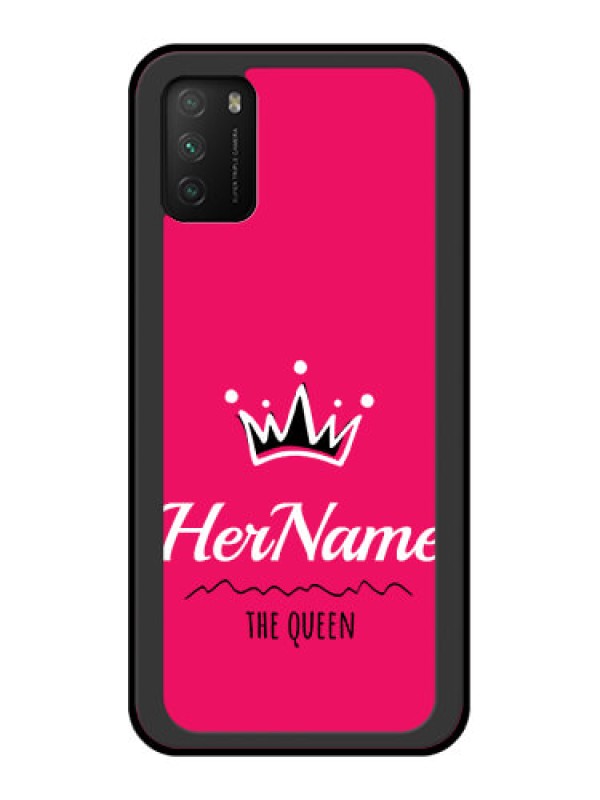 Custom Poco M3 Glass Phone Case Queen with Name