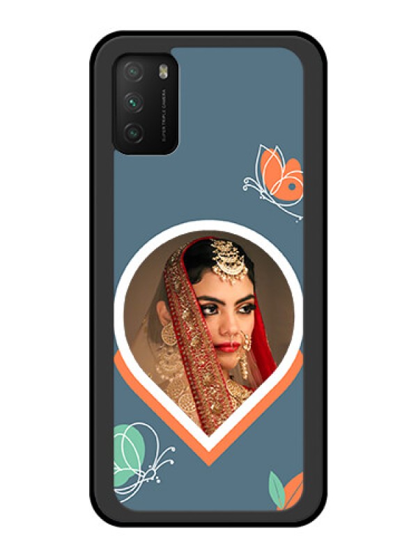 Custom Poco M3 Custom Glass Mobile Case - Droplet Butterflies Design