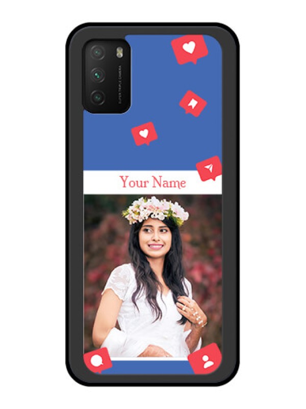 Custom Poco M3 Custom Glass Phone Case - Like Share And Comment Design