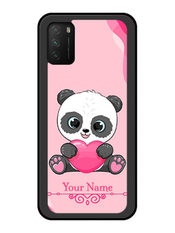 Custom Poco M3 Custom Glass Mobile Case - Cute Panda Design