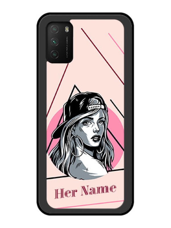 Custom Poco M3 Personalized Glass Phone Case - Rockstar Girl Design