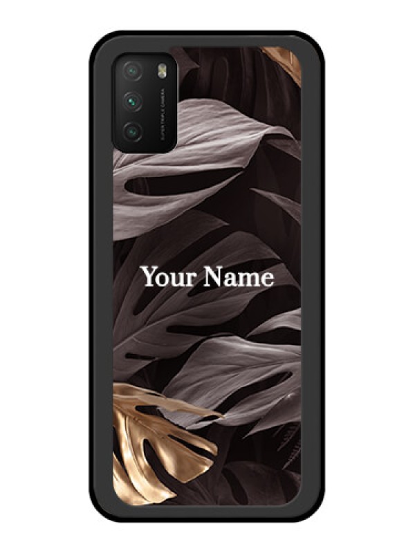 Custom Poco M3 Personalised Glass Phone Case - Wild Leaves digital paint Design