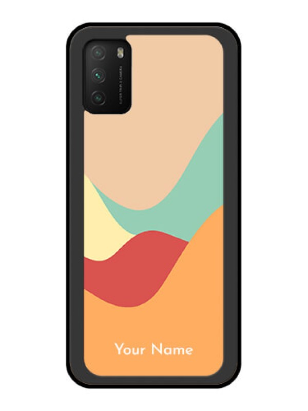 Custom Poco M3 Personalized Glass Phone Case - Ocean Waves Multi-colour Design