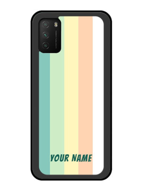 Custom Poco M3 Photo Printing on Glass Case - Multi-colour Stripes Design