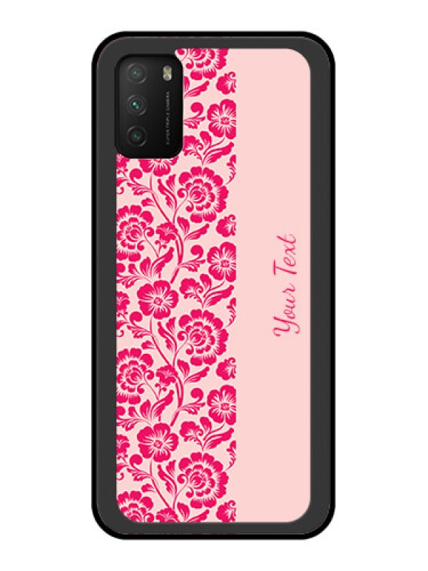 Custom Poco M3 Custom Glass Phone Case - Attractive Floral Pattern Design