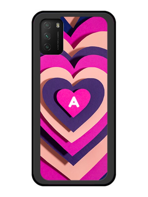 Custom Poco M3 Custom Glass Mobile Case - Cute Heart Pattern Design