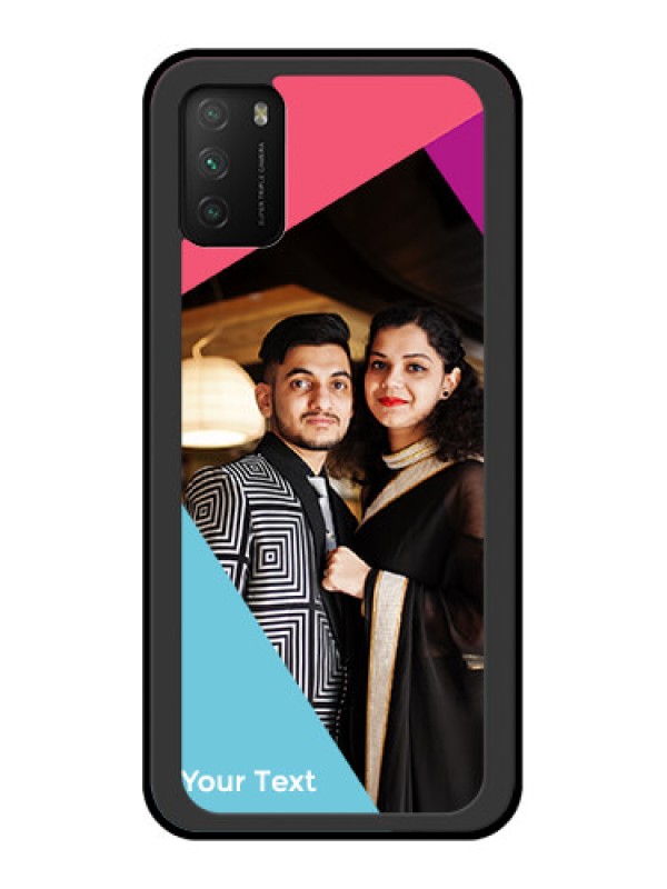 Custom Poco M3 Custom Glass Mobile Case - Stacked Triple colour Design