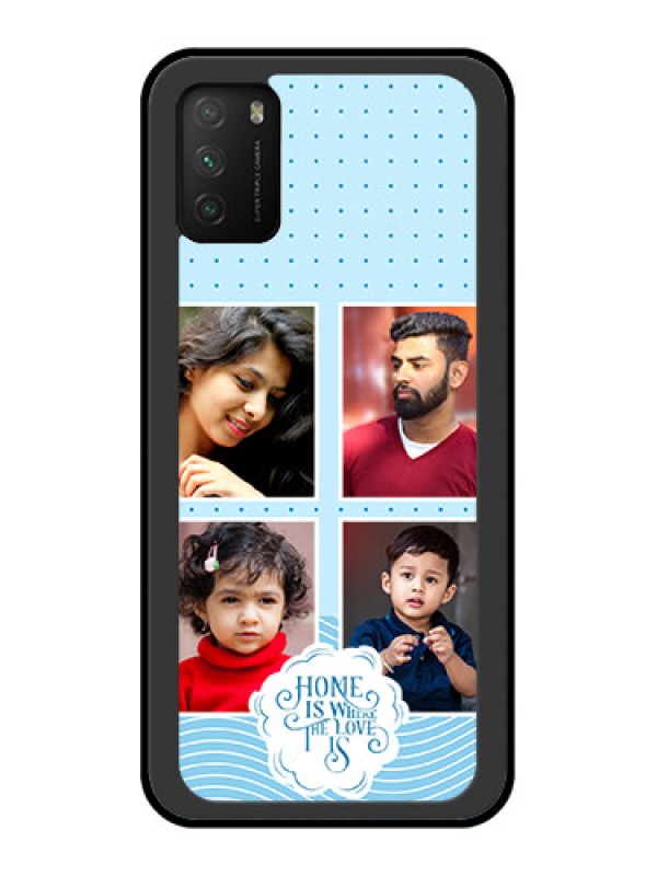 Custom Poco M3 Custom Glass Phone Case - Cute love quote with 4 pic upload Design