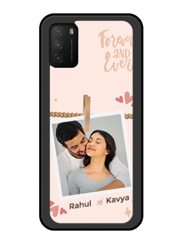 Custom Poco M3 Custom Glass Phone Case - Forever and ever love Design