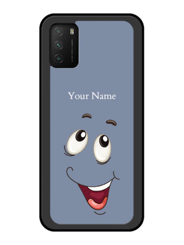 Custom Poco M3 Photo Printing on Glass Case - Laughing Cartoon Face Design