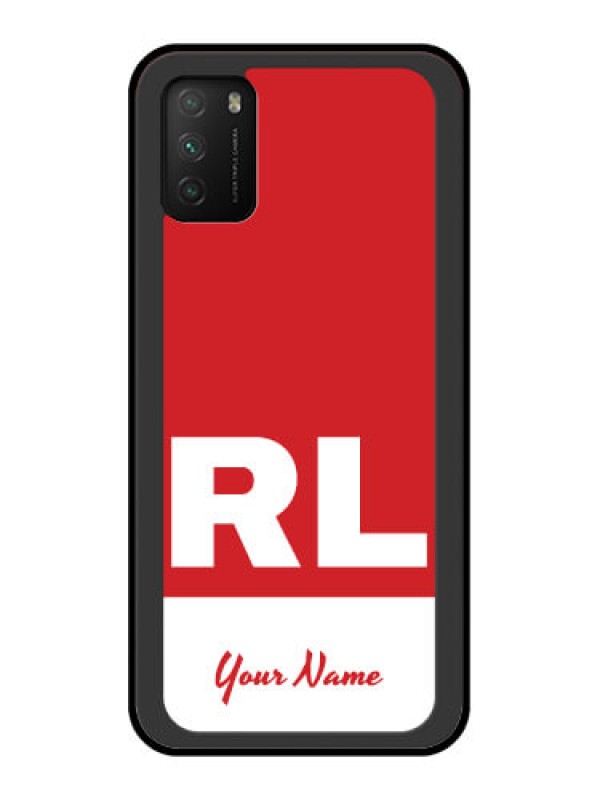 Custom Poco M3 Personalized Glass Phone Case - dual tone custom text Design