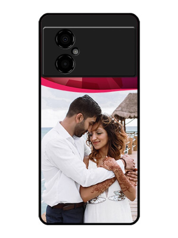 Custom Poco M4 5G Custom Glass Mobile Case - Red Abstract Design