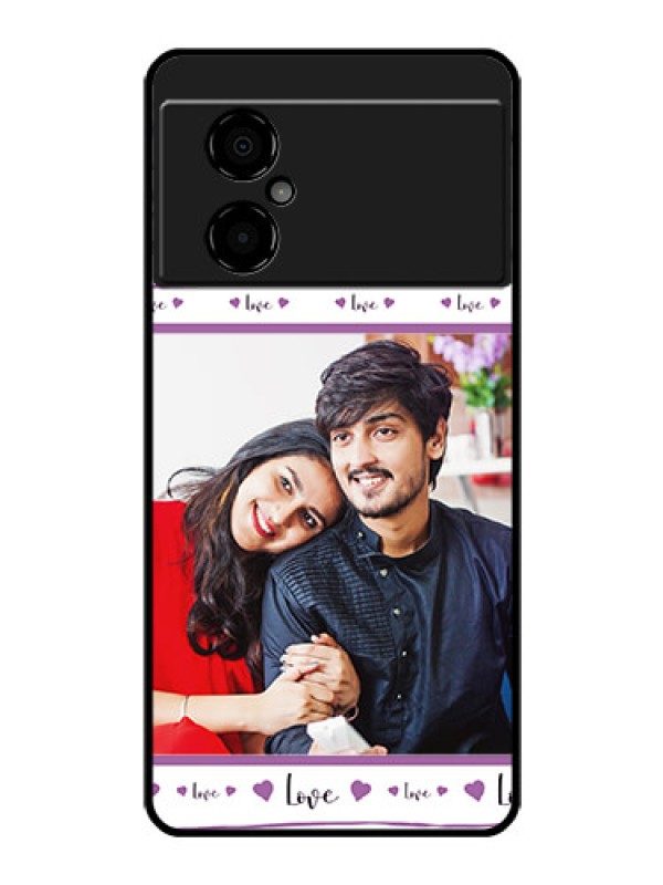Custom Poco M4 5G Custom Glass Mobile Case - Couples Heart Design