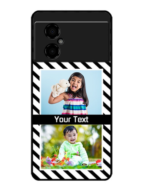 Custom Poco M4 5G Photo Printing on Glass Case - Black And White Stripes Design
