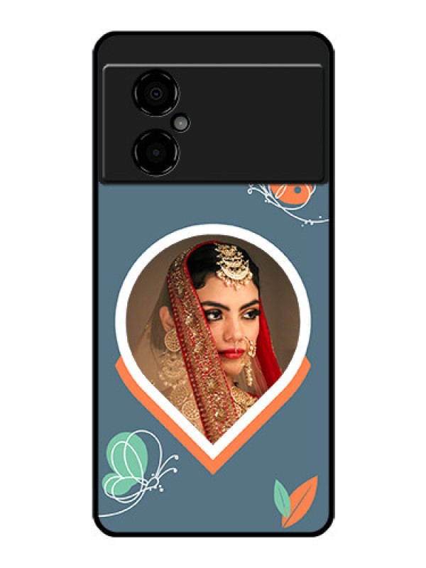 Custom Poco M4 5G Custom Glass Mobile Case - Droplet Butterflies Design