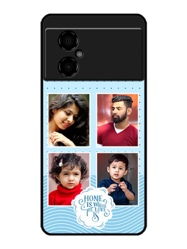 Custom Poco M4 5G Custom Glass Phone Case - Cute love quote with 4 pic upload Design