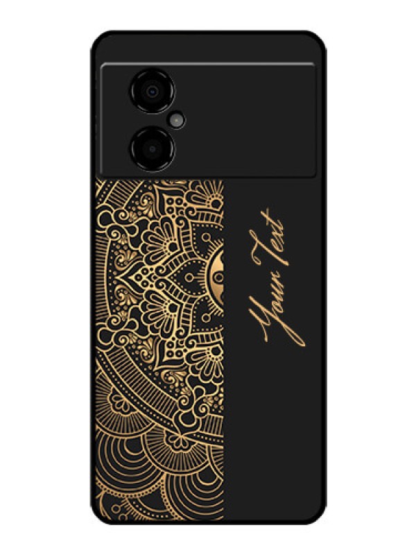 Custom Poco M4 5G Photo Printing on Glass Case - Mandala art with custom text Design