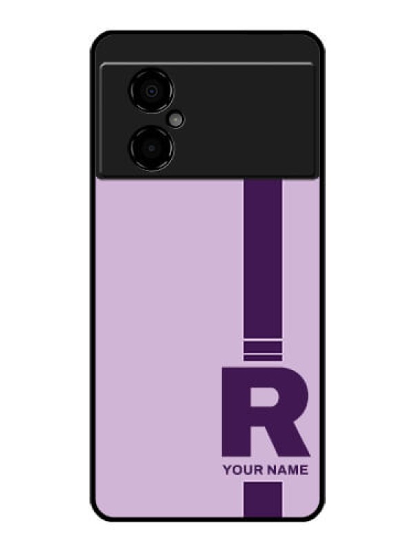Custom Poco M4 5G Photo Printing on Glass Case - Simple dual tone stripe with name Design
