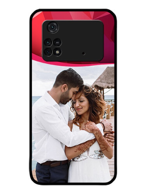 Custom Poco M4 Pro 4G Custom Glass Mobile Case - Red Abstract Design