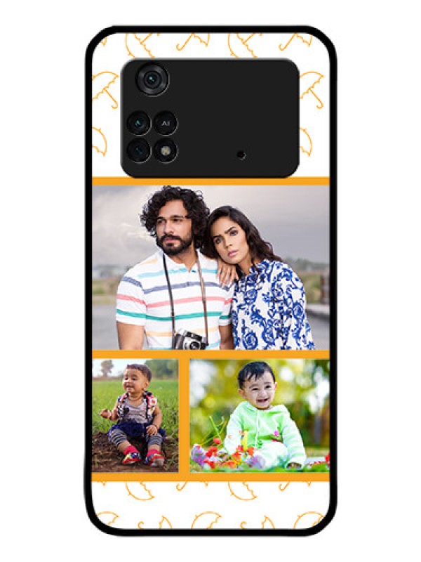 Custom Poco M4 Pro 4G Custom Glass Mobile Case - Yellow Pattern Design