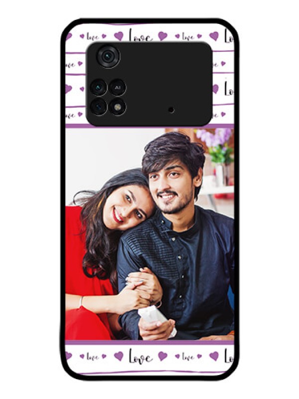Custom Poco M4 Pro 4G Custom Glass Mobile Case - Couples Heart Design