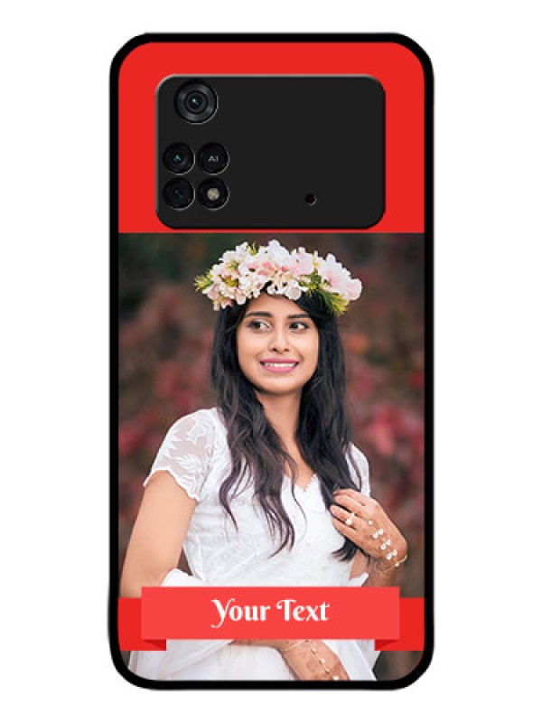 Custom Poco M4 Pro 4G Custom Glass Phone Case - Simple Red Color Design