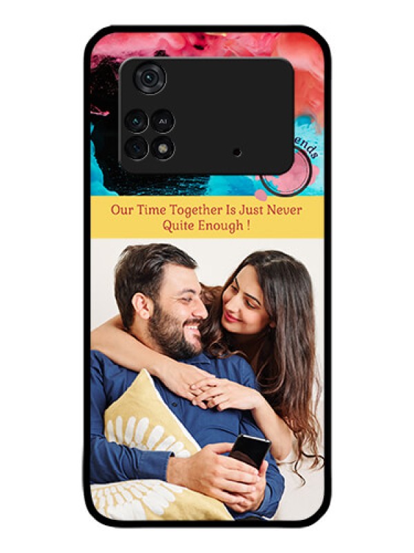 Custom Poco M4 Pro 4G Custom Glass Mobile Case - Quote with Acrylic Painting Design