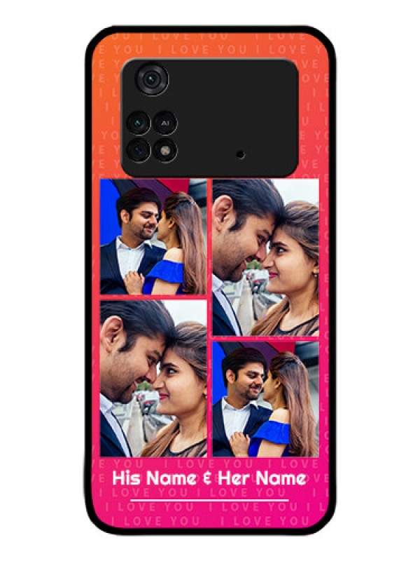Custom Poco M4 Pro 4G Custom Glass Phone Case - I Love You Pink Design
