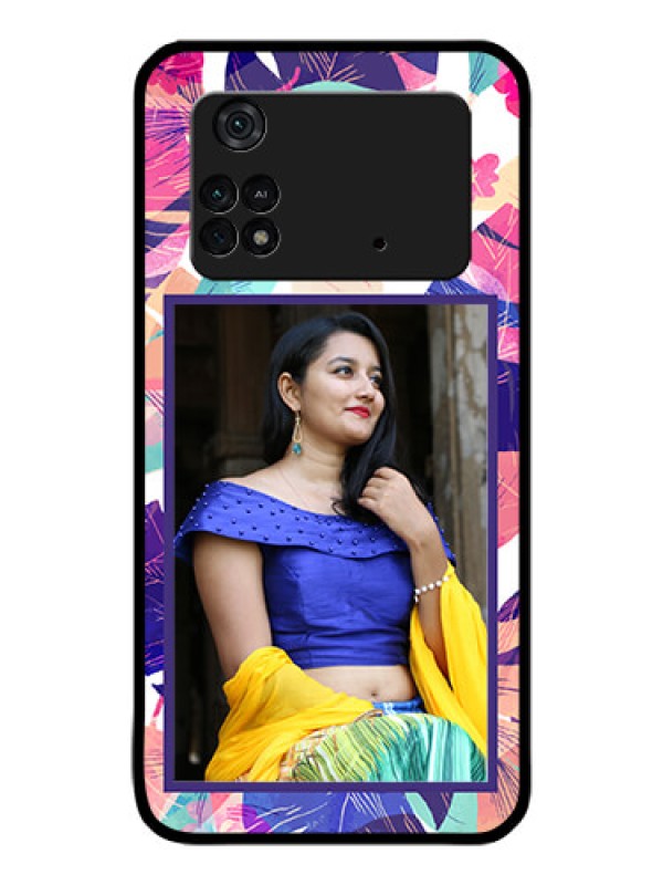 Custom Poco M4 Pro 4G Custom Glass Mobile Case - Abstract Floral Design