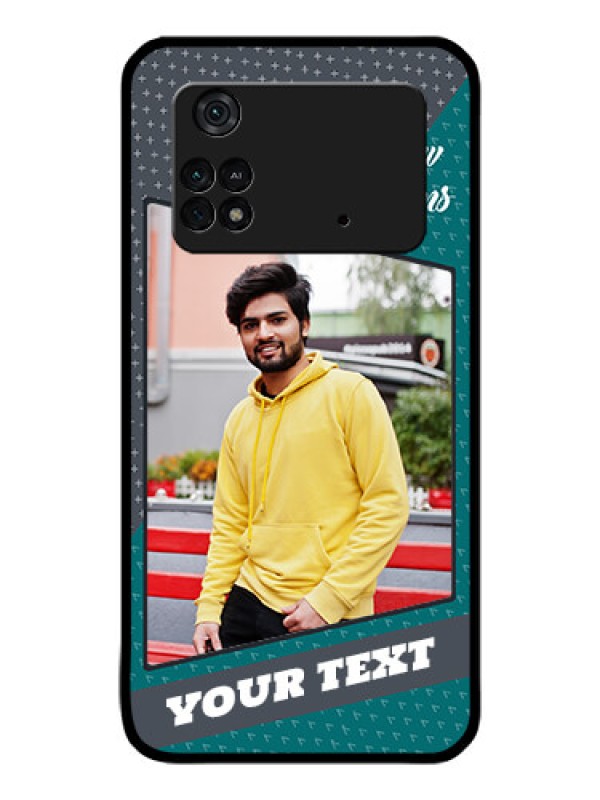 Custom Poco M4 Pro 4G Personalized Glass Phone Case - Background Pattern Design with Quote