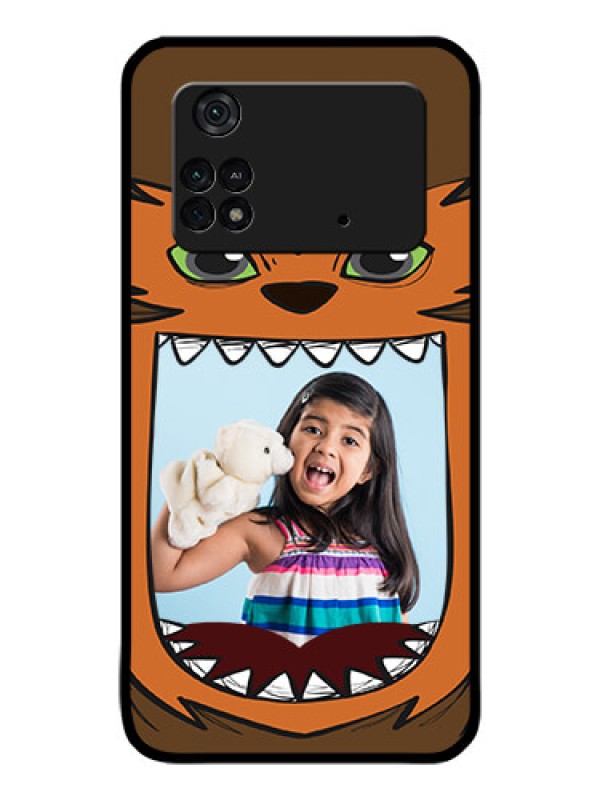Custom Poco M4 Pro 4G Photo Printing on Glass Case - Owl Monster Back Case Design