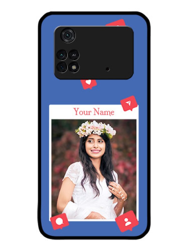 Custom Poco M4 Pro 4G Custom Glass Phone Case - Like Share And Comment Design