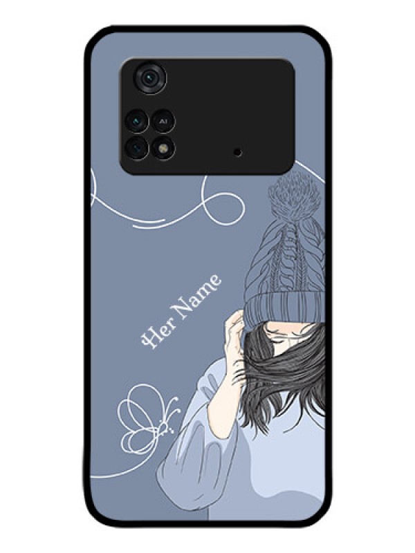 Custom Poco M4 Pro 4G Custom Glass Mobile Case - Girl in winter outfit Design