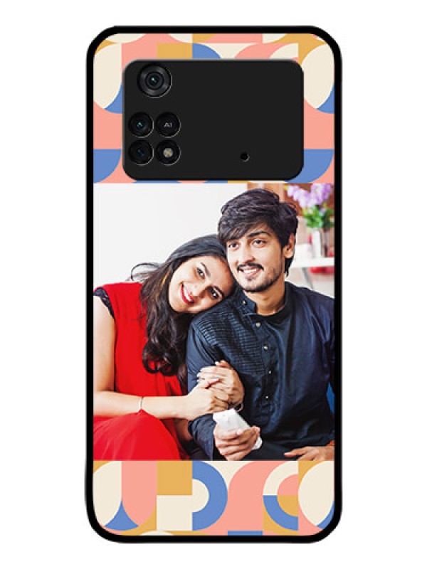 Custom Poco M4 Pro 4G Photo Printing on Glass Case - Semi-circle Maze Pattern Design