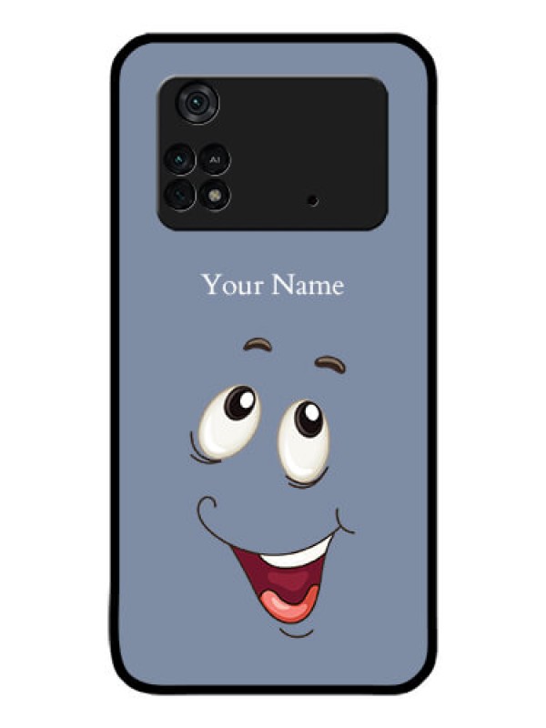 Custom Poco M4 Pro 4G Photo Printing on Glass Case - Laughing Cartoon Face Design