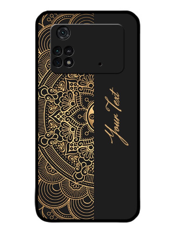Custom Poco M4 Pro 4G Photo Printing on Glass Case - Mandala art with custom text Design